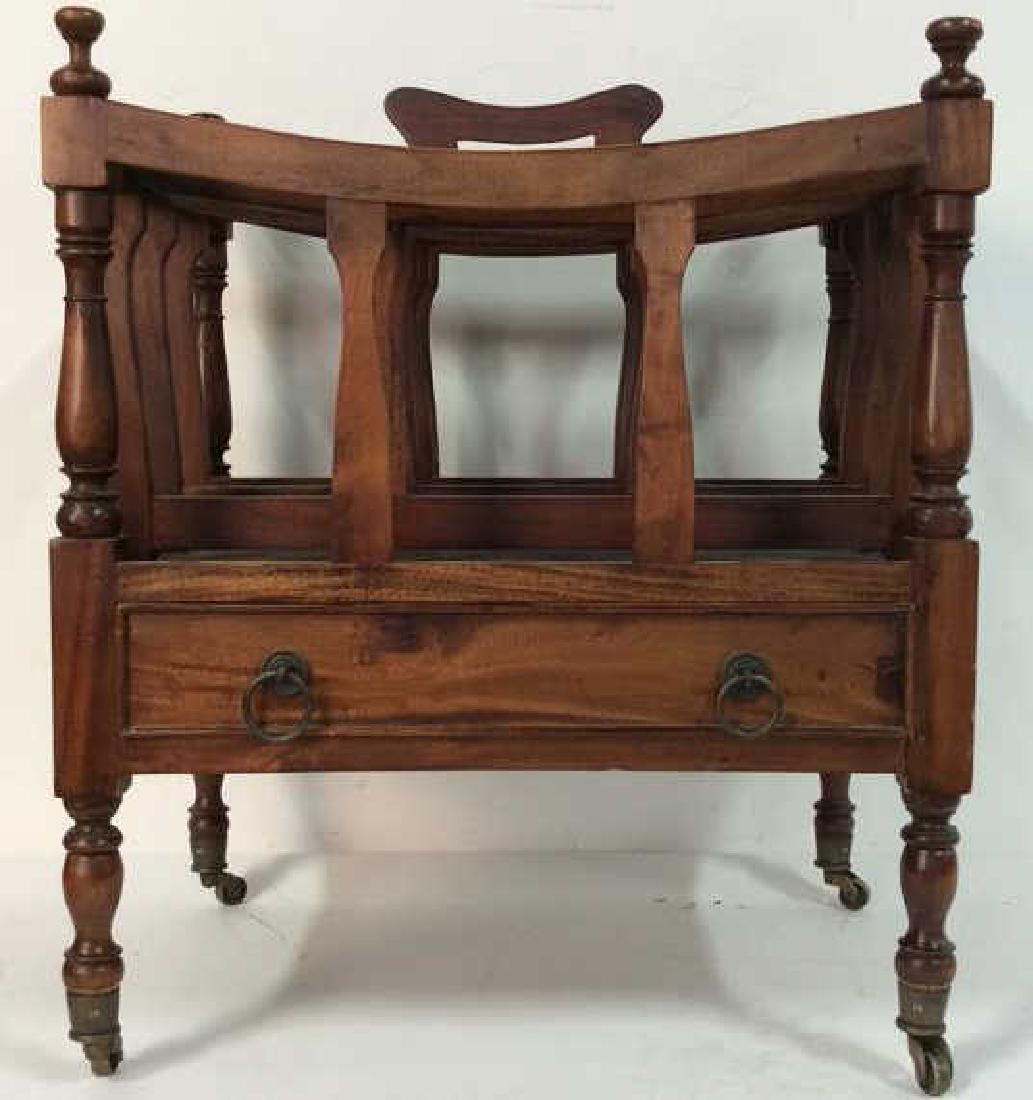 Carved Wooden Canterbury On Casters (1 of 9)