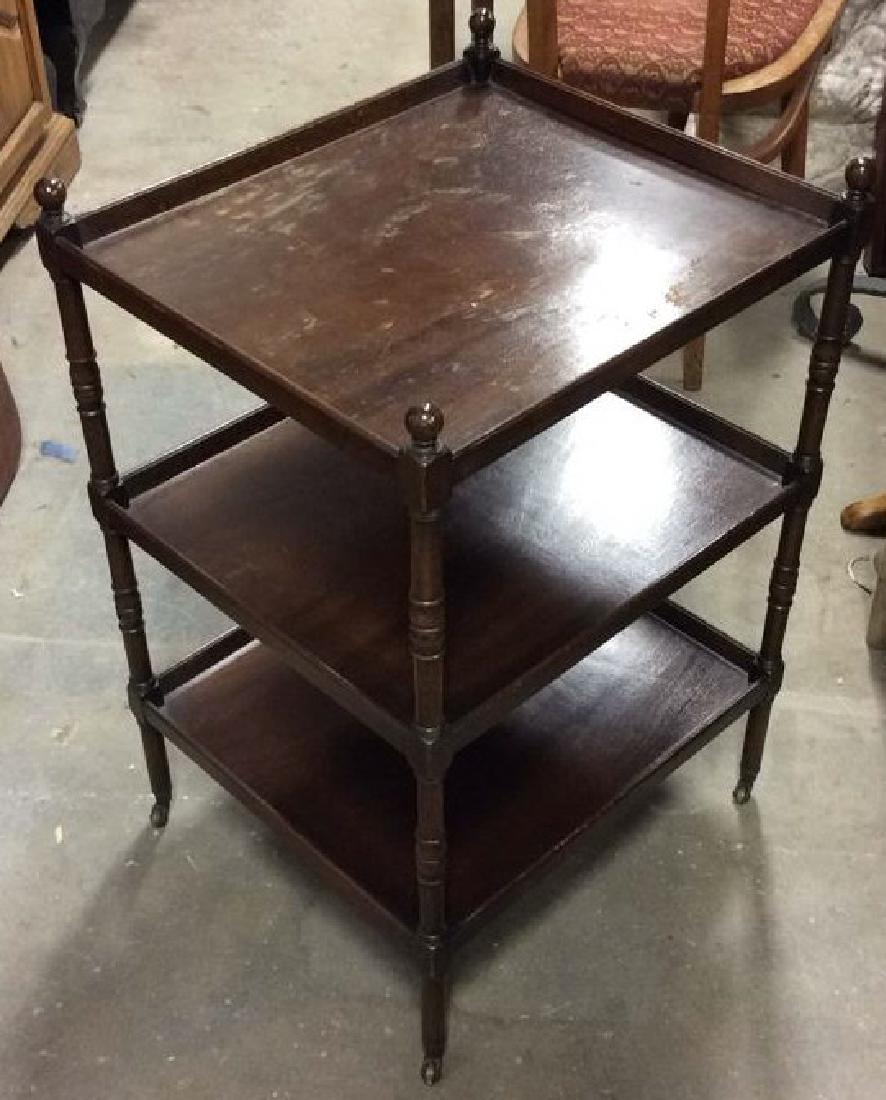 Vintage Carved Wooden Tea Cart On Casters (1 of 10)