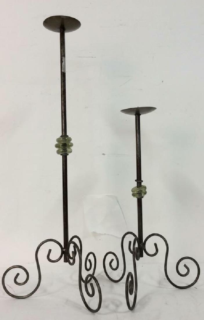 Lot 2 Metal Pedestaled Candle Holders (1 of 8)