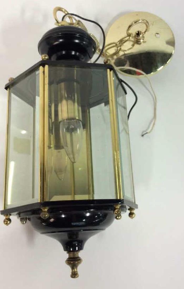 Black Gold Toned Metal Lantern Light Fixture (1 of 7)