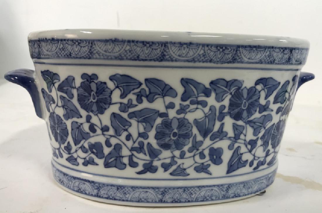 Blue and White Ceramic Cache Pot (1 of 7)