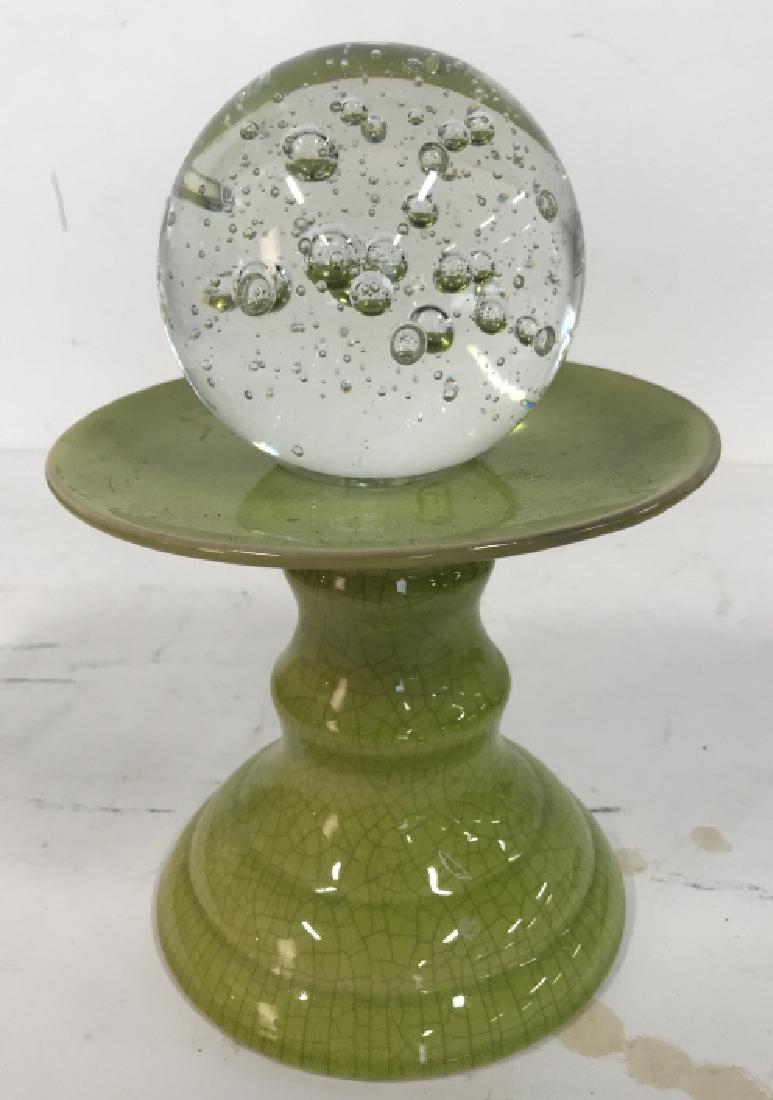Lot 2 Gazing Glass Orb on Green Ceramic Stand (1 of 11)