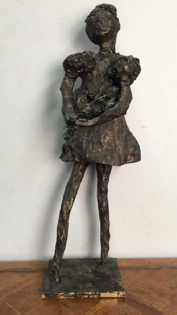 Black Toned Paper Mache Flower Girl Sculpture (1 of 7)