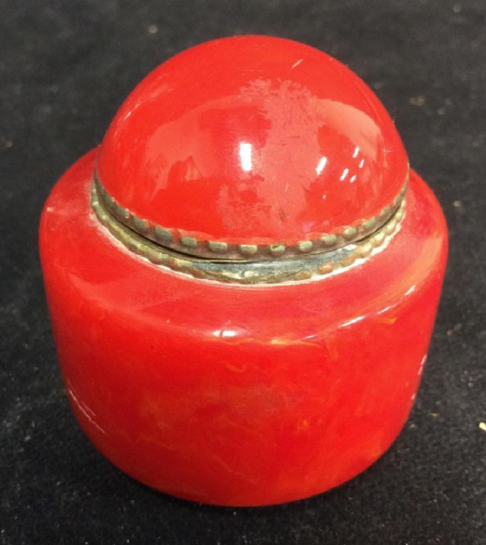 Red Enameled Brass Pill Box (1 of 7)
