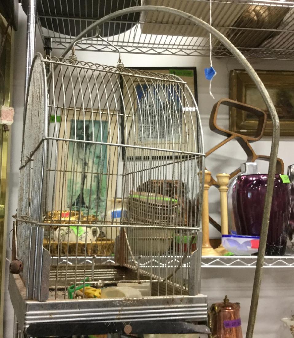 Metal Pedestaled Standing Bird Cage (1 of 8)