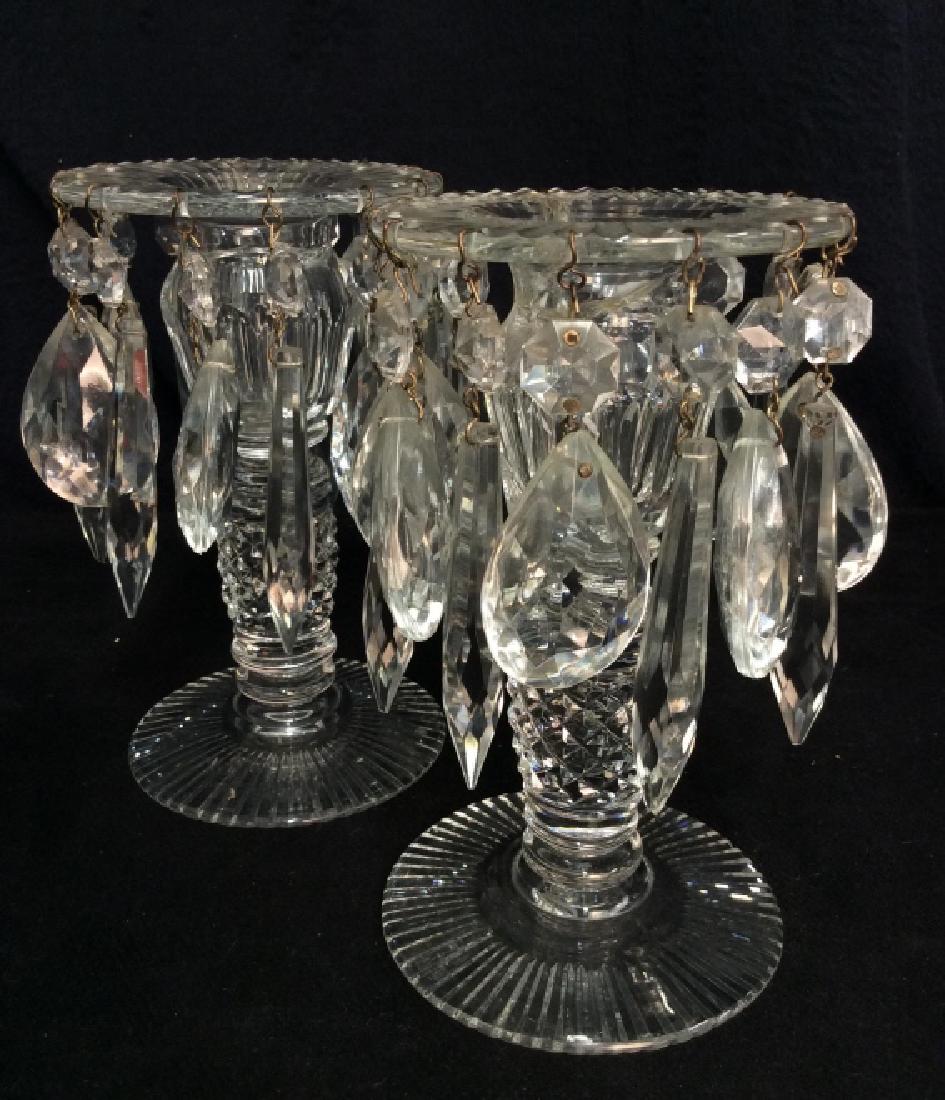Pair BRIERLY Signed Glass Candlesticks (1 of 9)
