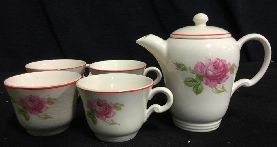 Floral Painted Tea Set Pot w Cups (1 of 6)