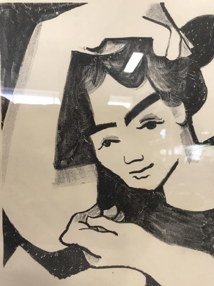 Lithograph Female Portrait signed  Artwork (1 of 8)