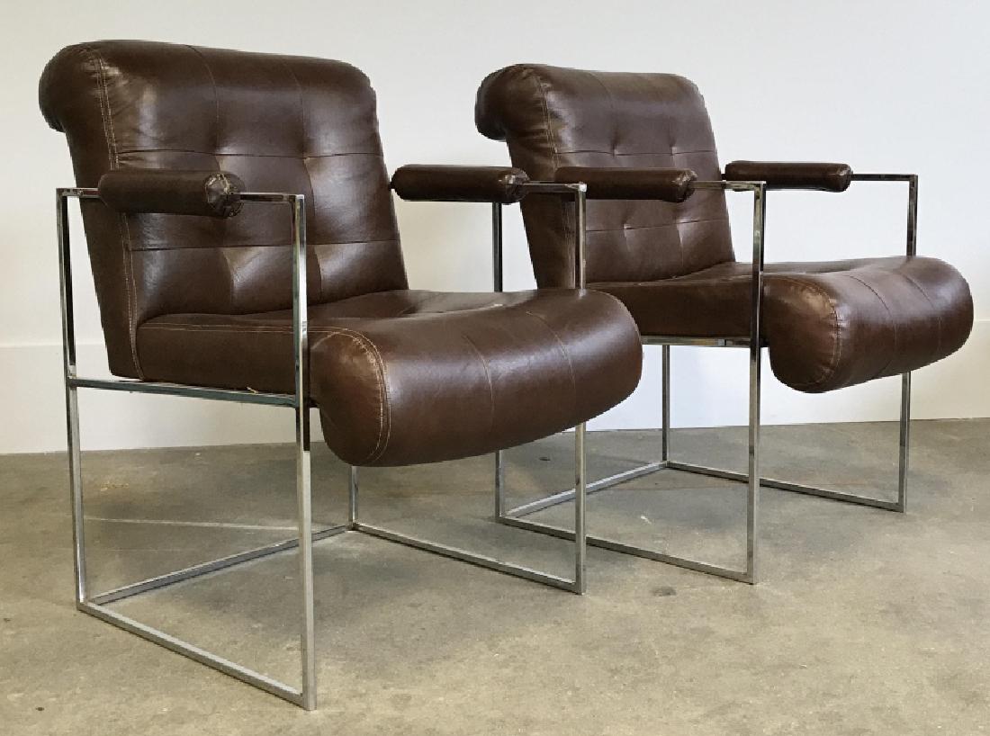Pair MILO BAUGHMAN Thin Line Chrome Armchairs (1 of 13)