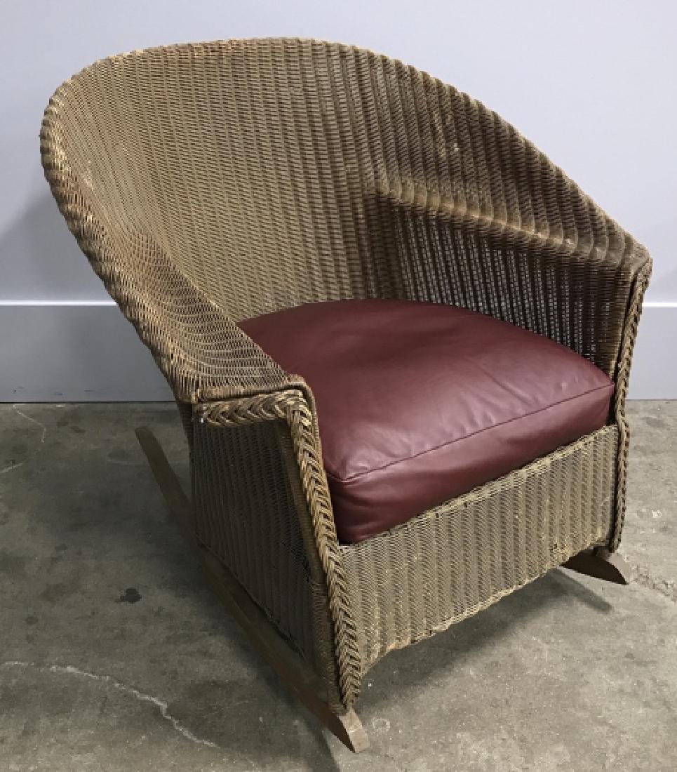 Vintage Brown Toned Wicker Rocking Chair (1 of 10)