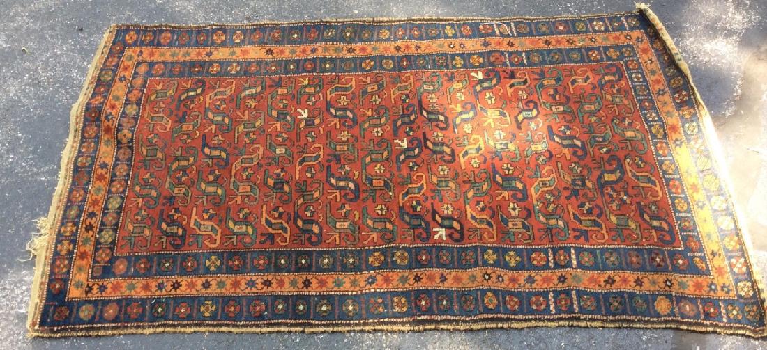 Rustic Orange Toned Patterned Handmade Wool Rug (1 of 8)