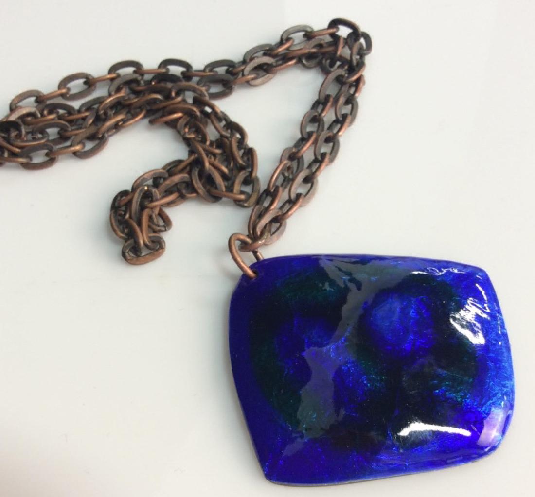 Mid Century Copper Enamel Pendant (1 of 6)