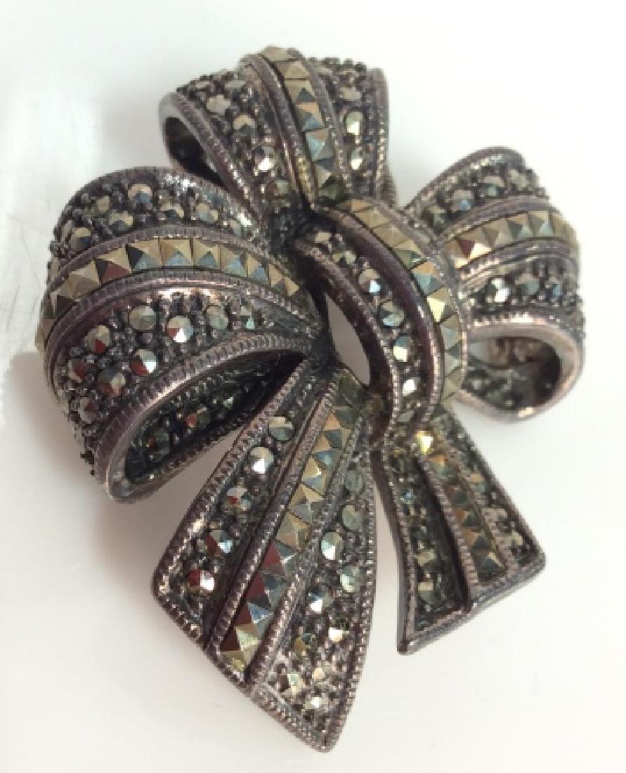 Sterling Silver W Marcosite Brooch Pin (1 of 7)