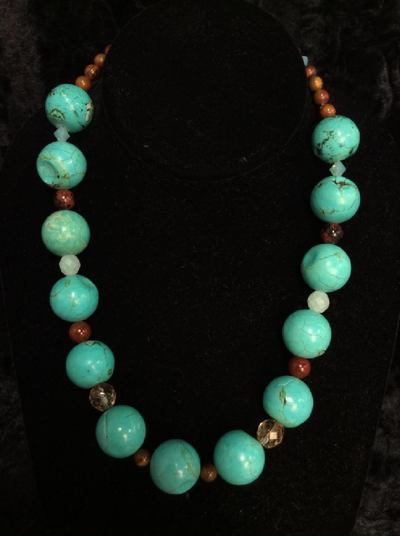 Turquoise Style Natural Stone Beaded Necklace (1 of 8)