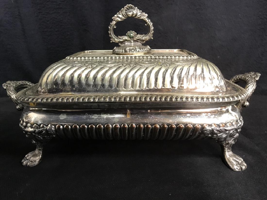 Silver Toned Footed Ornate Tray W Handles (1 of 10)