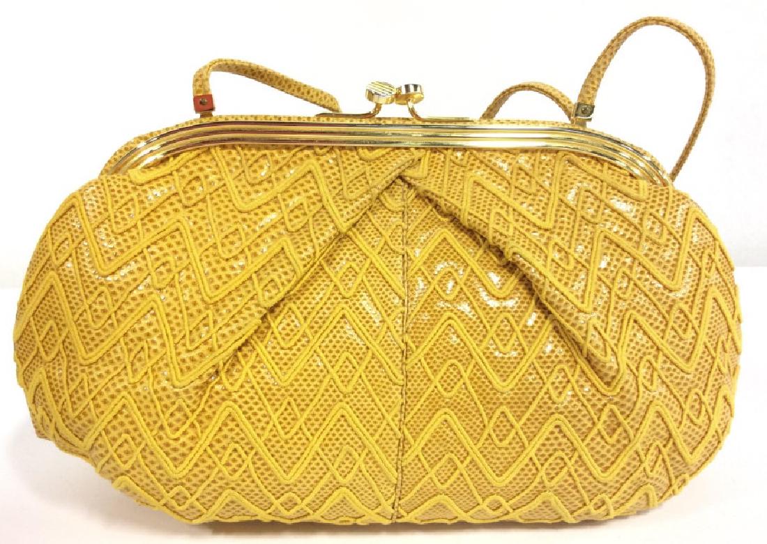 JUDITH LEIBER Yellow Leather Clutch Purse (1 of 8)