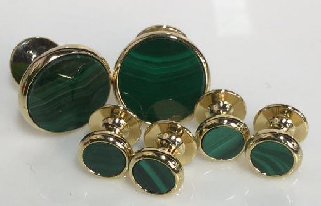 Set 6 pcs Malachite Style Cufflinks and Studs (1 of 7)