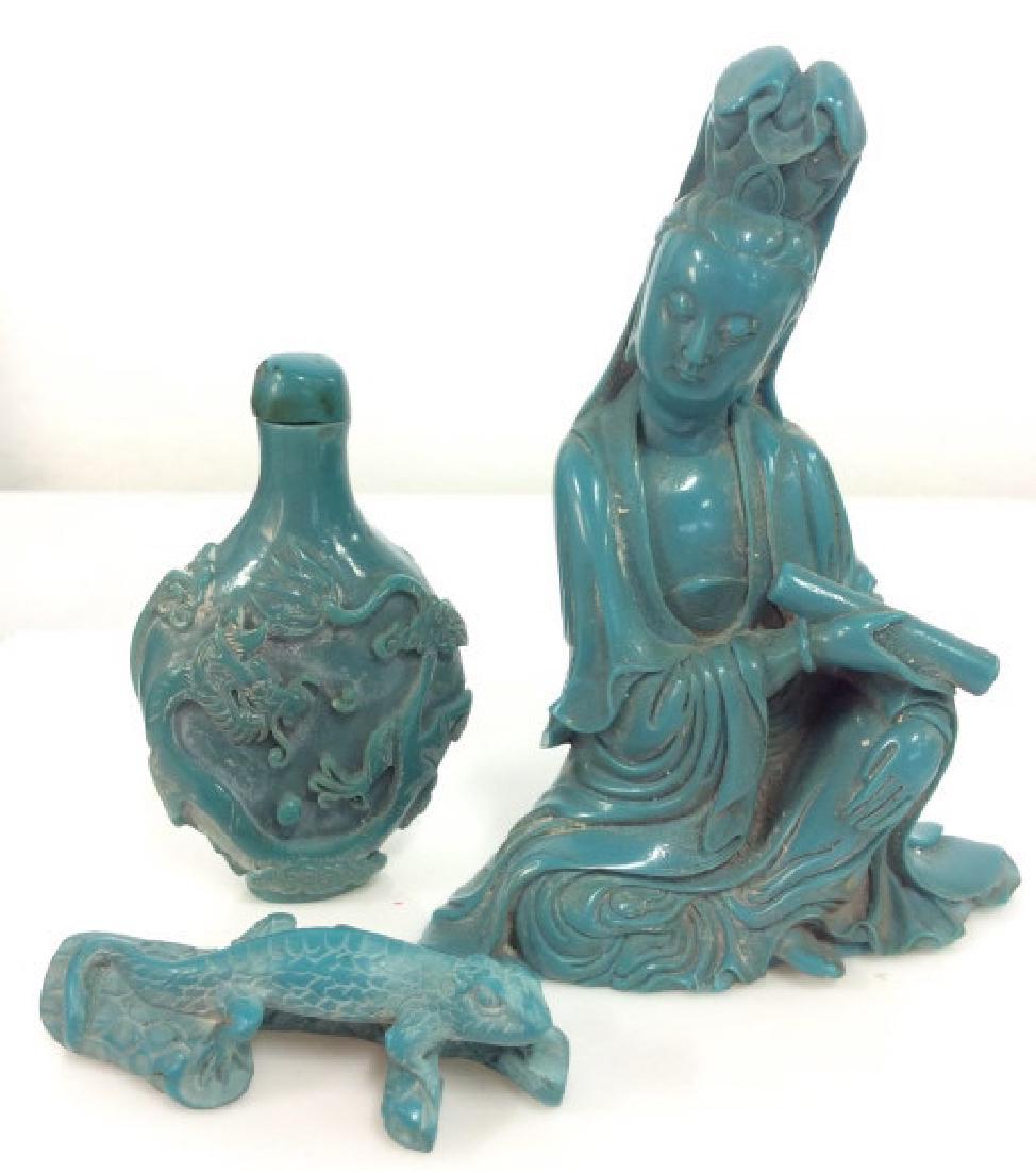 Lot3 Asian Carved Blue Stone Statuettes (1 of 12)