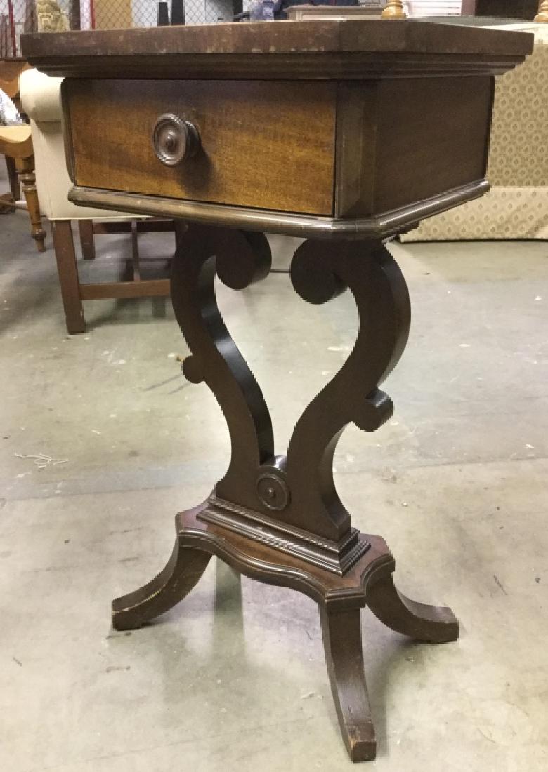 Vintage Wooden Pedestal Table W Drawer (1 of 8)