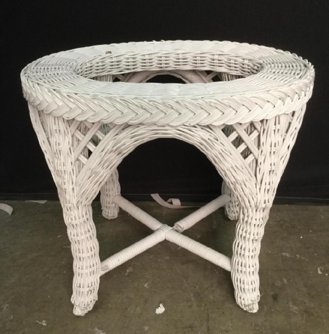 White Toned Wicker Side Table (1 of 8)