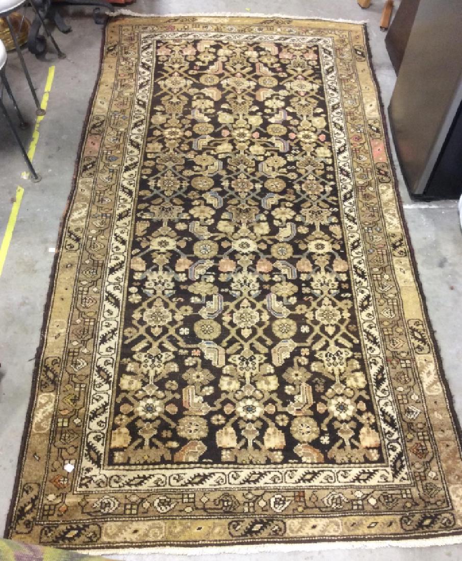 Handmade Brown & Gold Toned Wool Fringed Rug (1 of 10)