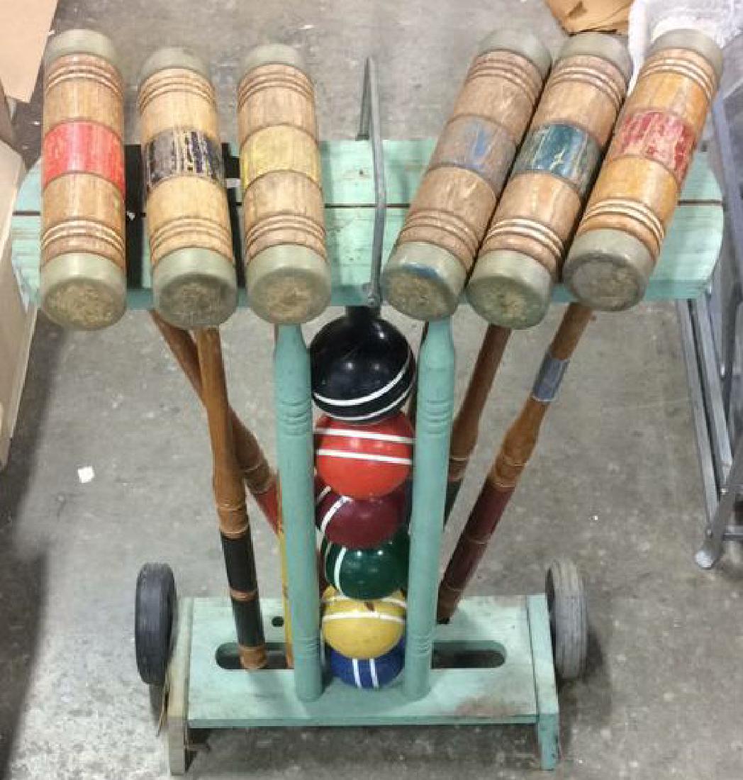 Vintage Aqua Painted Croquet Set (1 of 8)