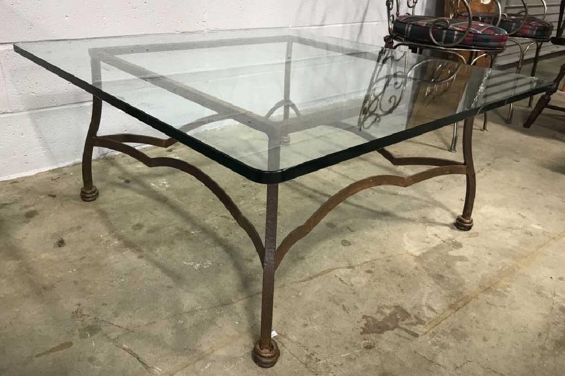 Iron Glass Top Rounded Square Coffee Table (1 of 6)