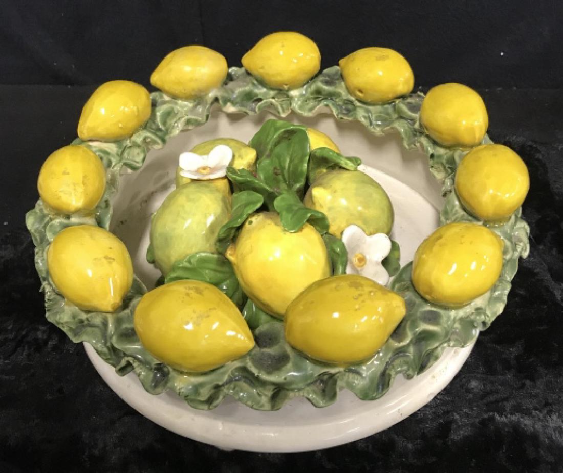 Ceramic Painted Lemon Dish with Candle Holder (1 of 11)