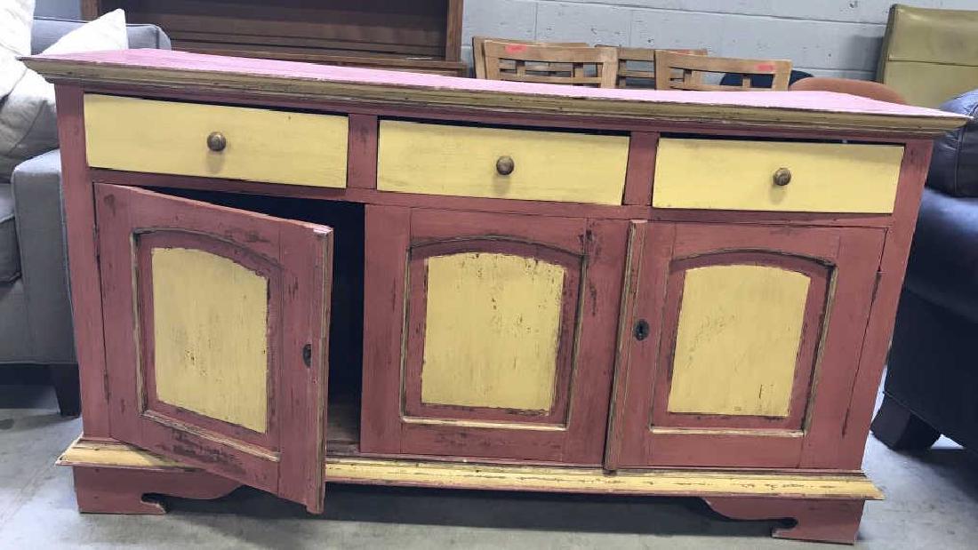 Vintage Red & Yellow Toned Wooden Sideboard (1 of 8)