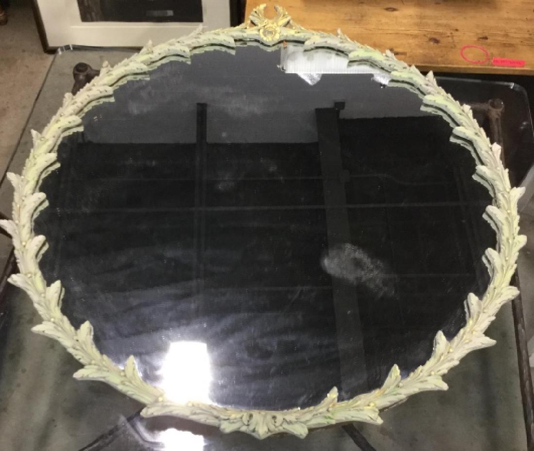 Circular Leaf Design Wood Carved Wall Mirror (1 of 8)