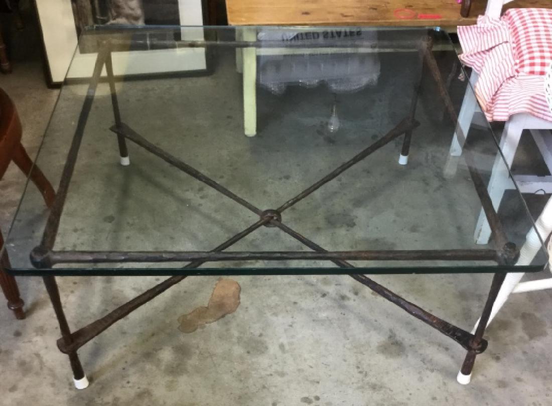 Forged Iron Coffee Table With Glass Tabletop (1 of 8)