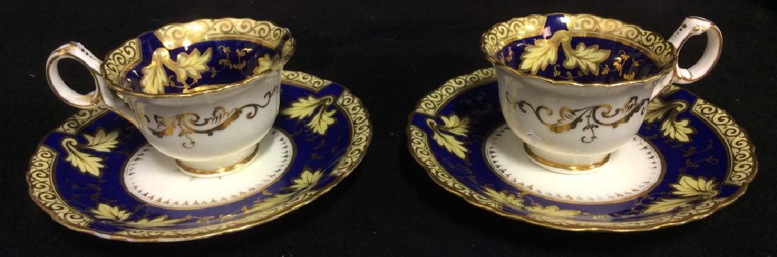 Pair CAULDON Porcelain Cups w Saucers (1 of 7)