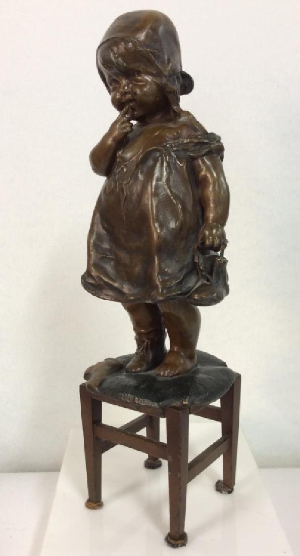 Bronze Toned Finished Metal Scultpure Of Child (1 of 10)