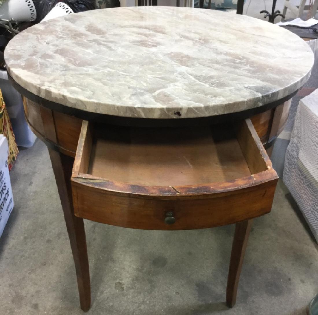 Circular Wooden Side Table With Marble Top (1 of 8)
