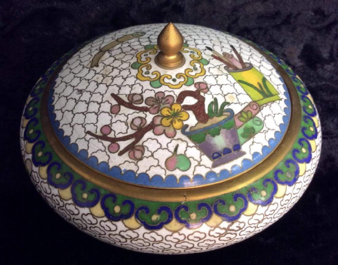 Asian Vintage Cloisonné Lidded Round Box (1 of 7)