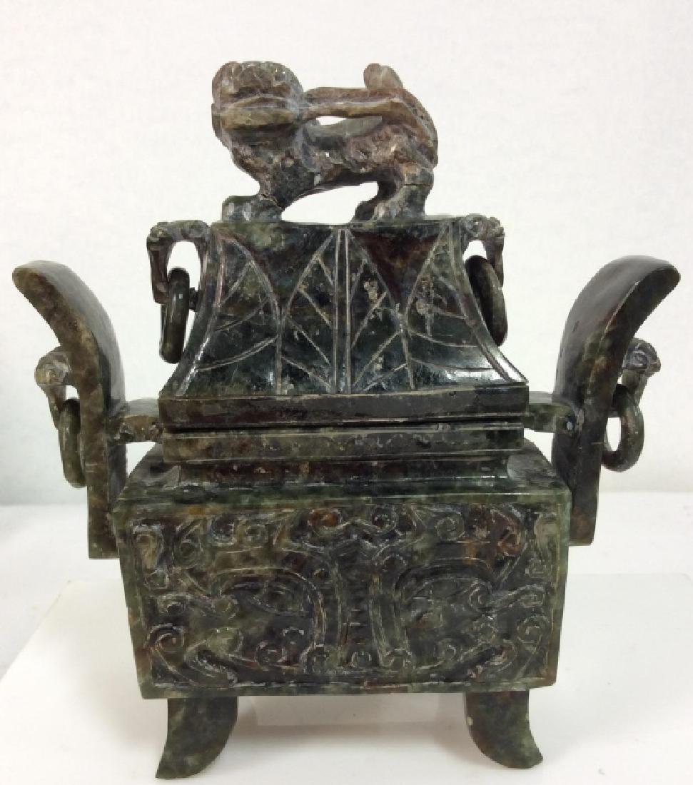 Carved Natural Stone Footed Dragon Vessel (1 of 11)