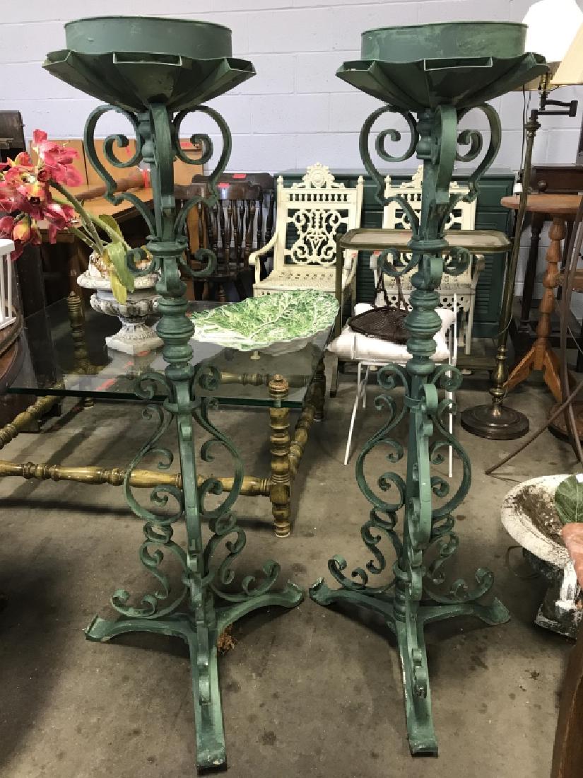 Pair Scrolled Pedestal Metal Candelabras (1 of 8)