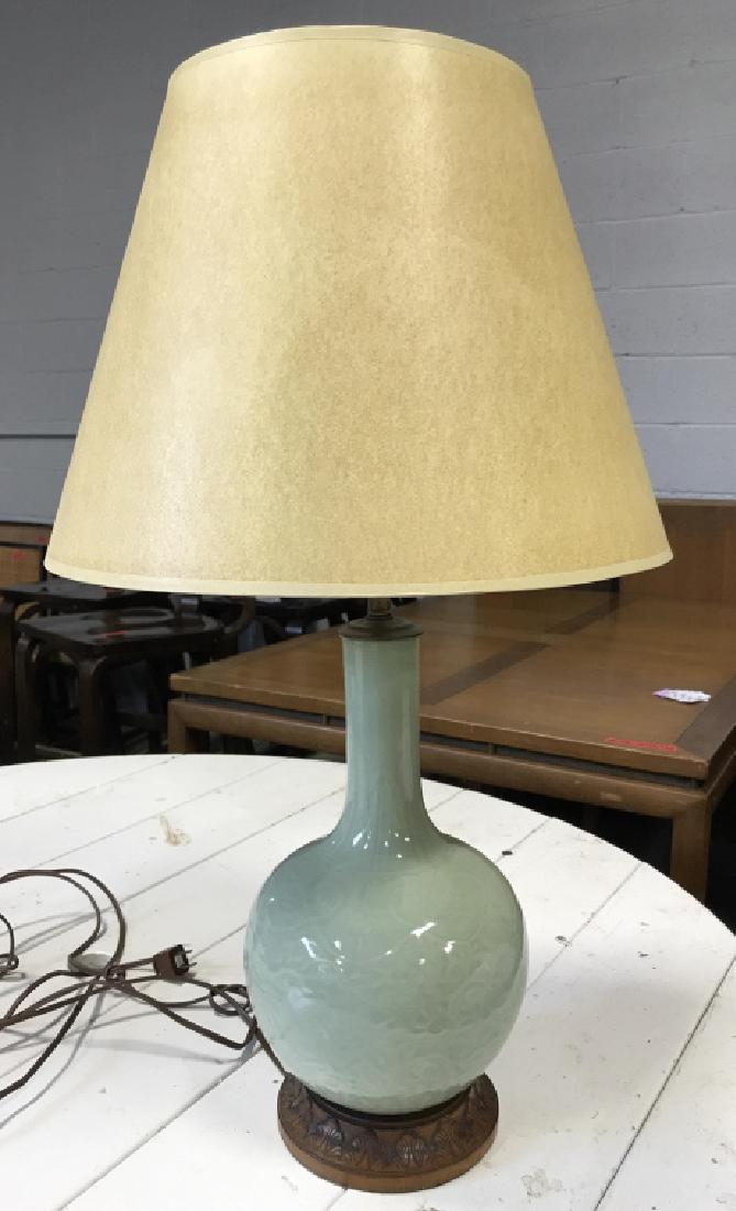 Vintage Porcelain Bottleneck Aqua Two Bulb Lamp (1 of 8)