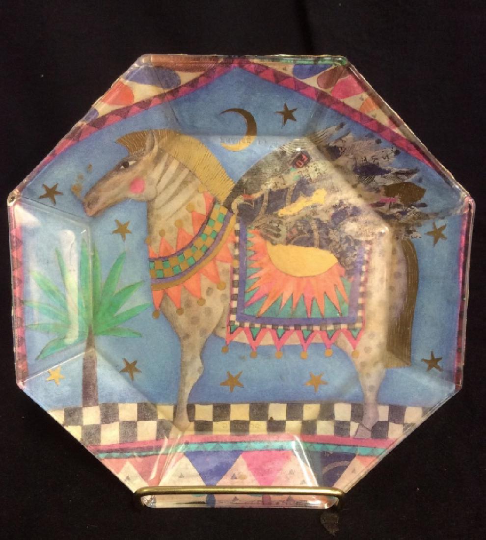 Signed Blue and Gold Toned Horse Plate (1 of 7)