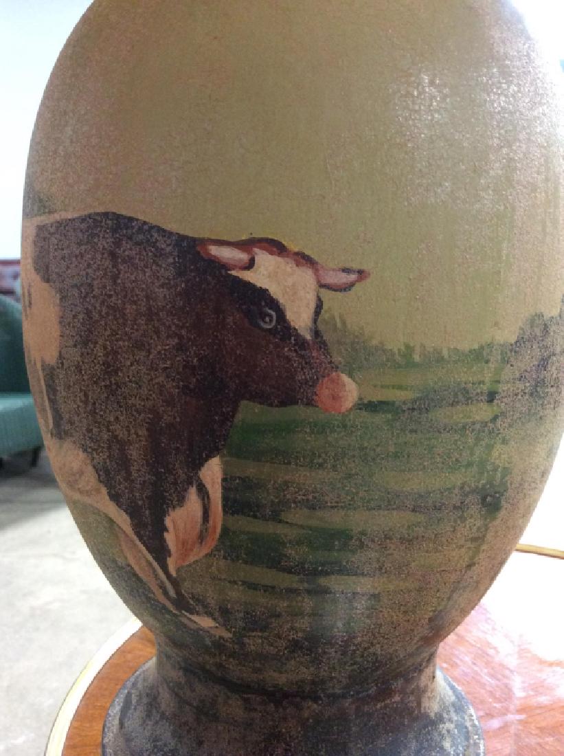 Painted Cow Design Folk Art Table Lamp (1 of 8)