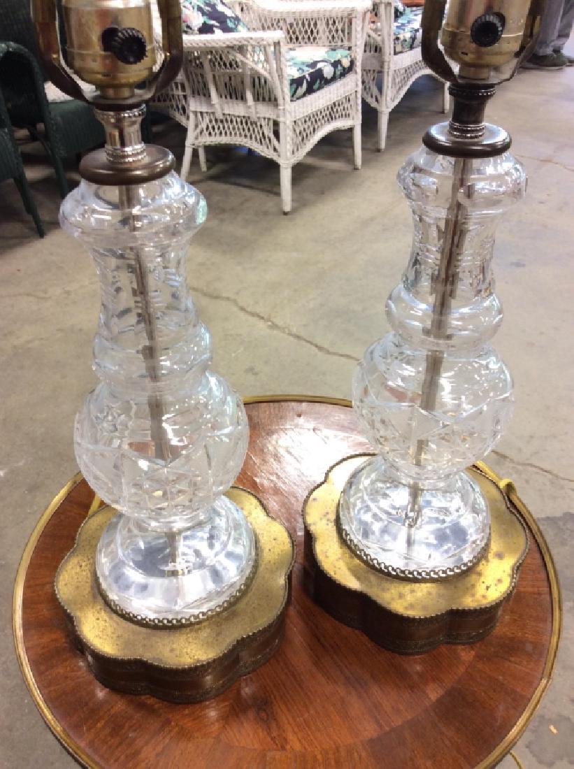 Pair Vintage Cut Crystal/Glass Table Lamps (1 of 9)