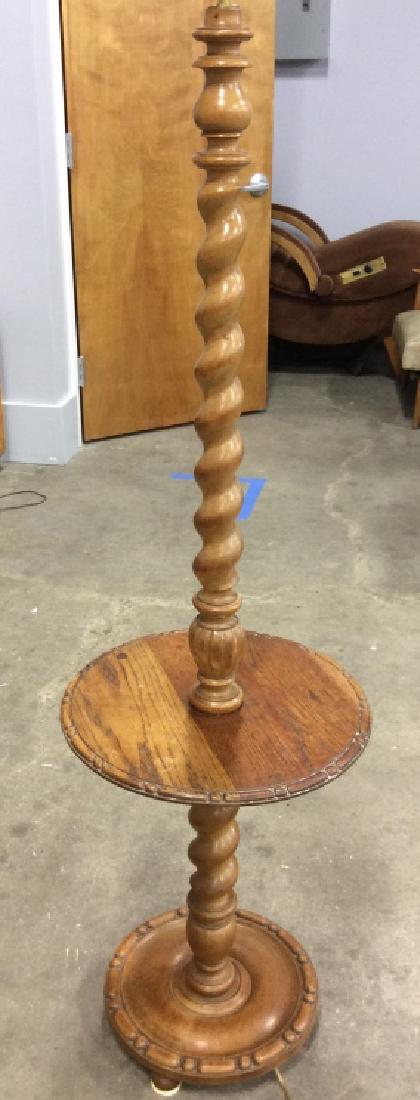 Wooden Carved Standing Bear Floor Lamp Vintage Wooden Floor Lamp with Table