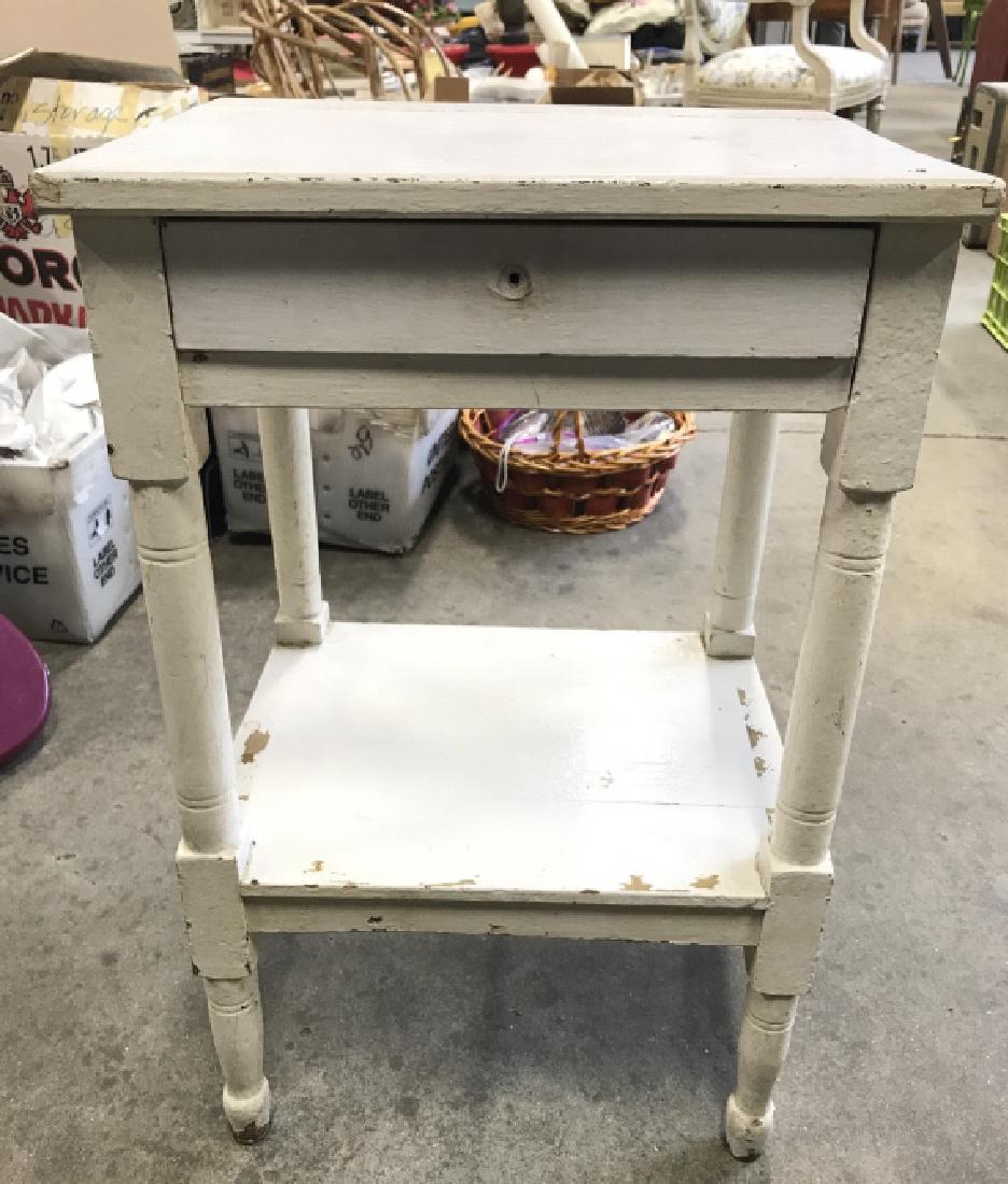 Vintage White Toned Wooden Nightstand (1 of 8)