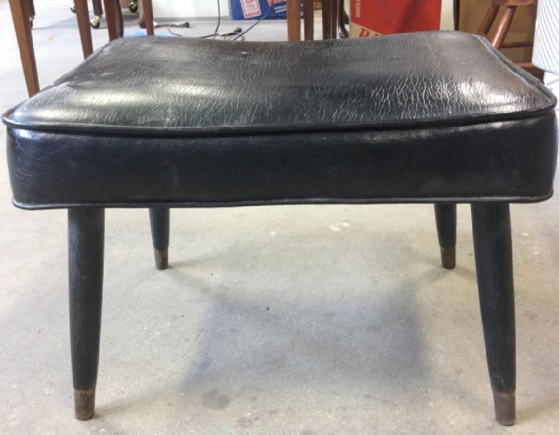 Black Leather Mid Century Modern Footrest Bench (1 of 8)