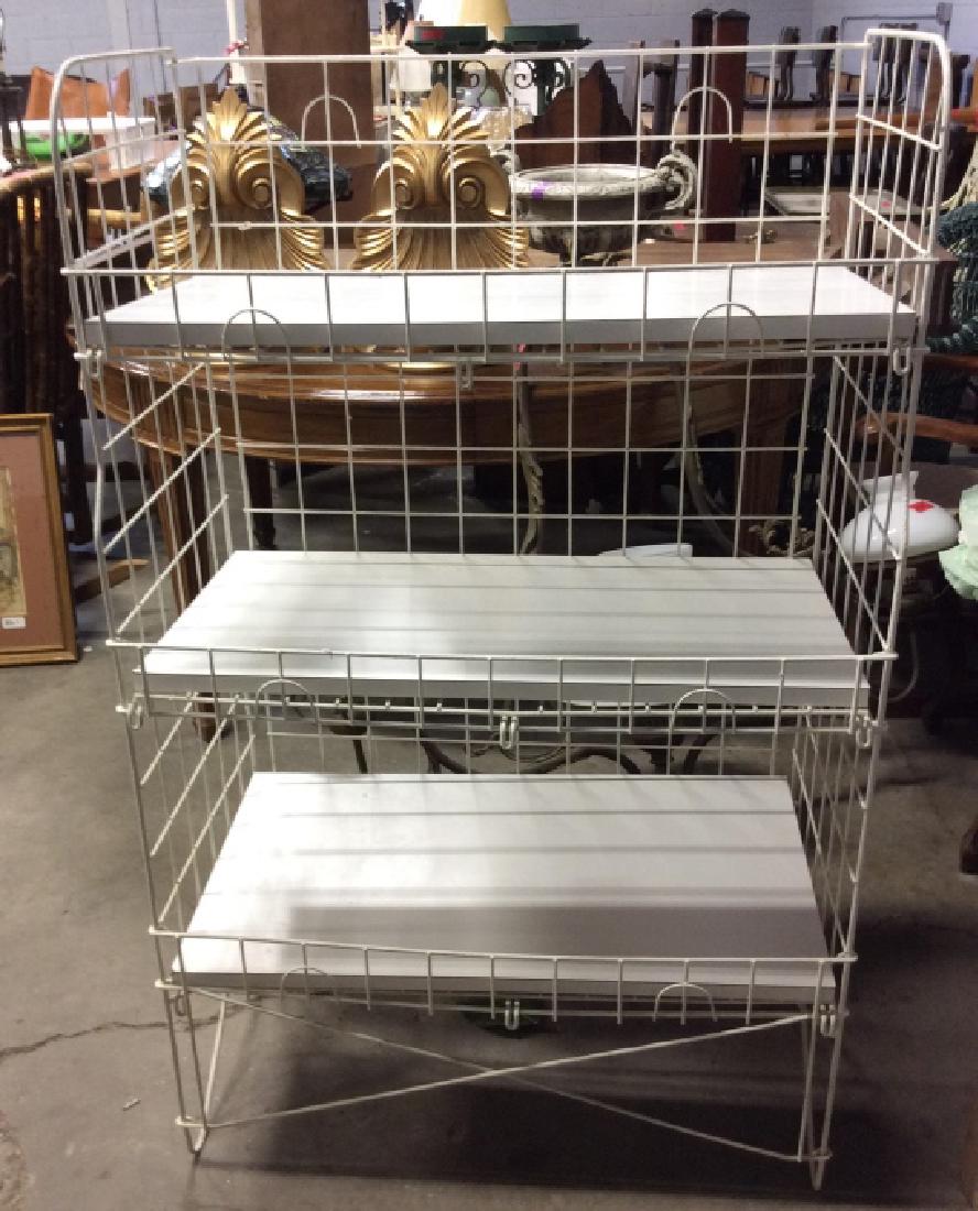 White Toned Painted Metal Shelves Bakers Rack (1 of 6)
