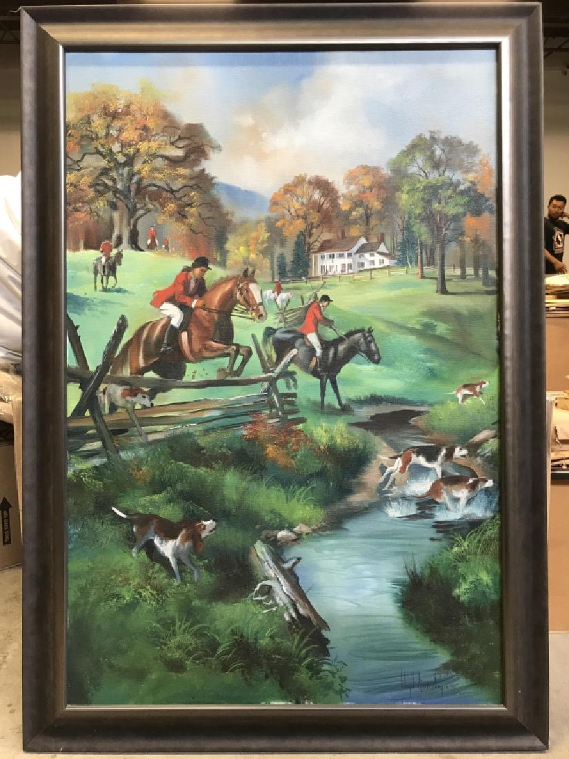 LLOYD GARRISON Fox Hunting Painting On Canvas (1 of 10)