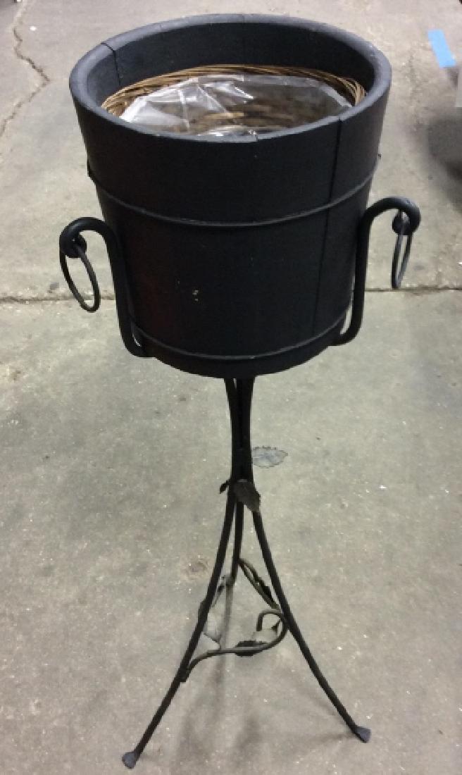 Metal Plant Stand W Wooden Planter (1 of 8)