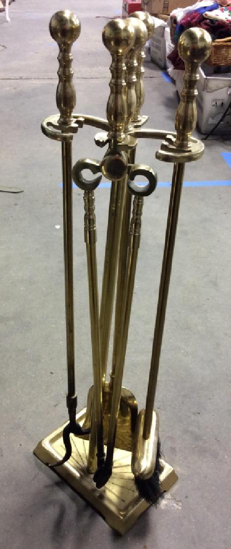 Brass Toned Metal Fireplace Tools (1 of 9)