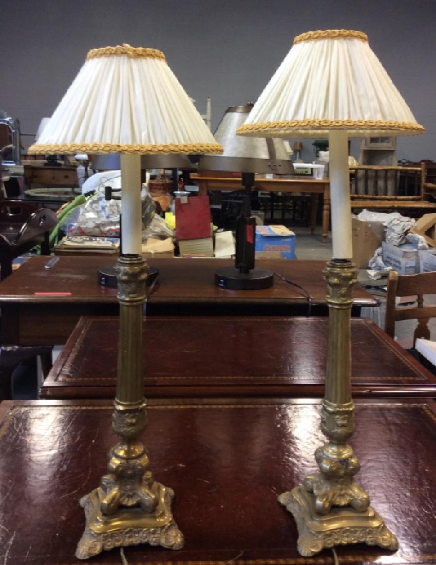 Pair Vintage Ormolu Metal Table Lamps (1 of 8)