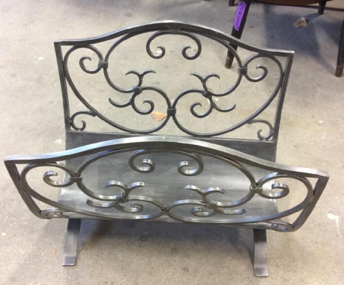 Curved Gray Toned Metal Firewood Rack (1 of 8)
